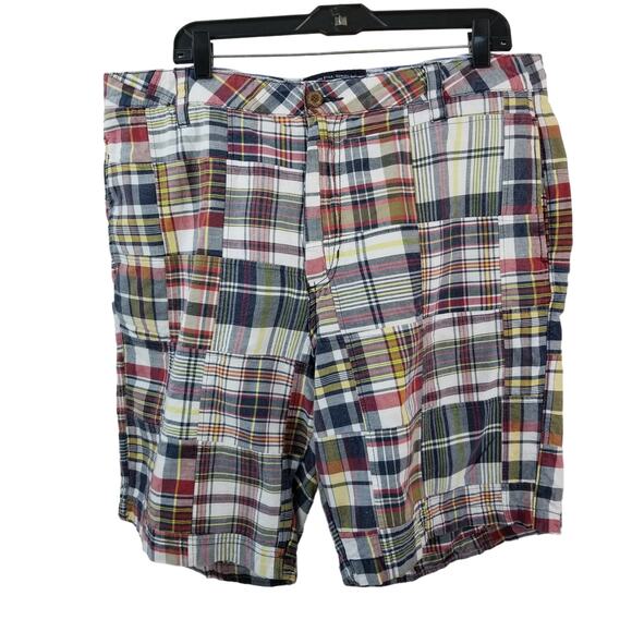 The New Ivy Retro Blue Red Yellow Plaid Shorts Size 40 - Picture 1 of 4